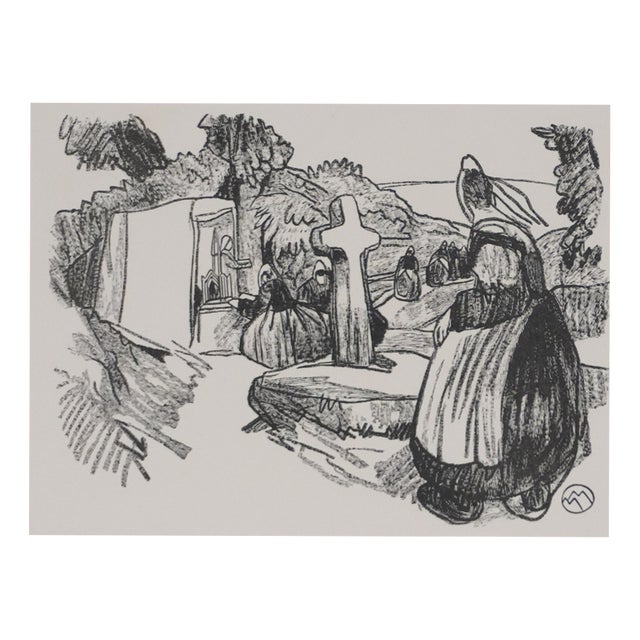 Mathurin Meheut, Brittany, Pilgrimage to the Oratory (Black), Engraving For Sale