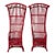 1970s Pair of Red Rattan Chinoiserie Canopy Sun Chairs For Sale