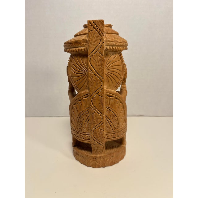 Vintage Hand Carved Sandal Wood Elephant-Headed Hindu God Lord Ganesha Figurine For Sale - Image 4 of 8
