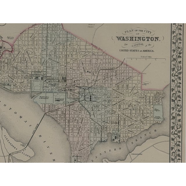 Late 19th Century S. Augustus Mitchell - Plan of the City of Washington, Hand-Colored Engraved Map For Sale - Image 4 of 6