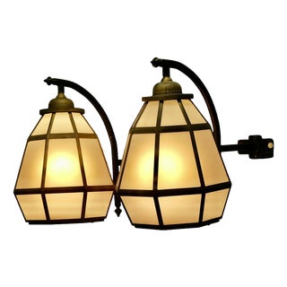 Large Brass Octagonal Wall Lanterns, 1960, Set of 2 For Sale