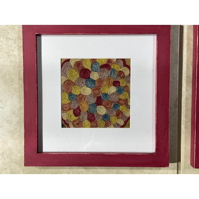 Wood Set of Four 19 Century Antique Silk Suzani Wall Hanging For Sale - Image 7 of 12