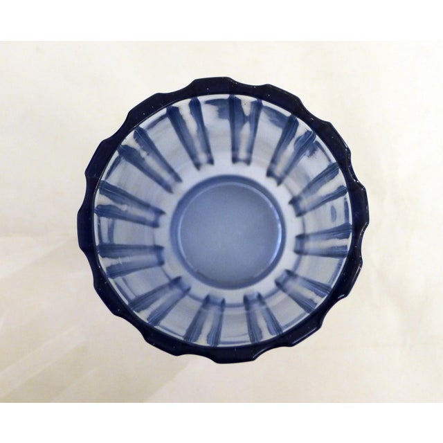 Art Deco Vase with Fluted Body in Blue Molded Pressed Glass, 1930s For Sale - Image 12 of 12