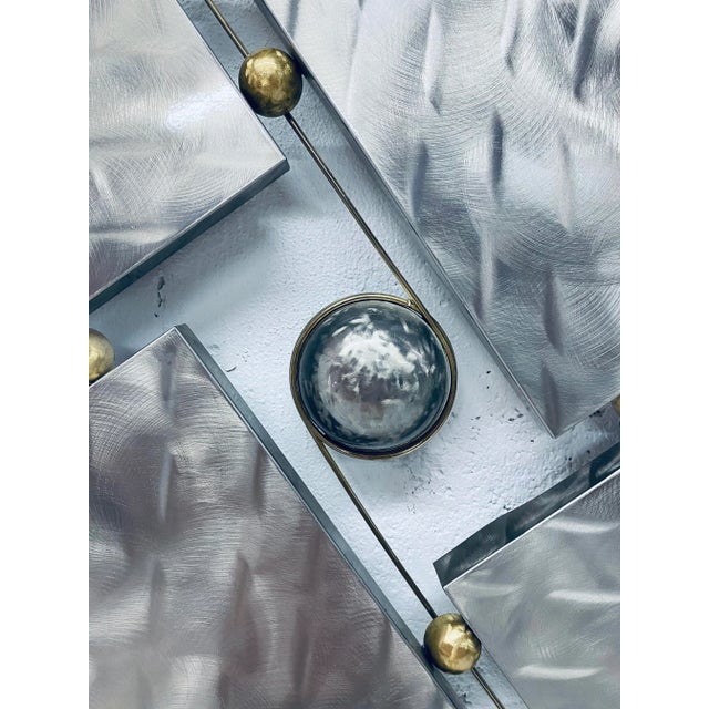 Mid90s Contemporary Steel and Brass Wall Sculpture For Sale - Image 9 of 12