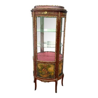 Antique French Louis XV Style Curio Display Cabinet For Sale