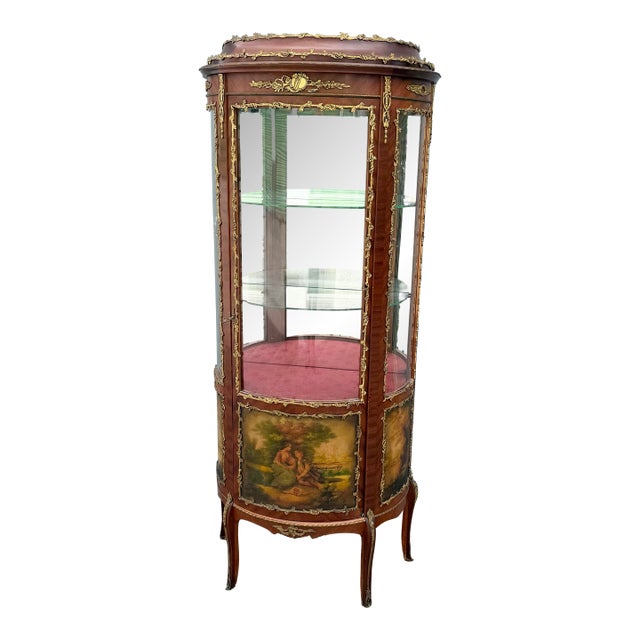 Antique French Louis XV Style Curio Display Cabinet For Sale