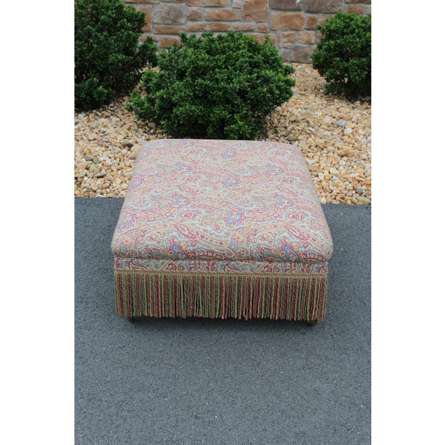 Hickory Chair Ottoman With Bouillon Trim For Sale - Image 6 of 15