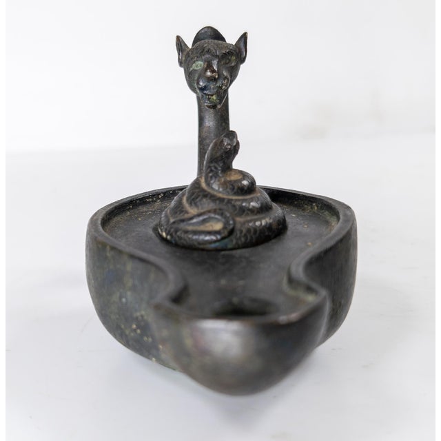 Mid 20th Century 20th Century Hellenistic Greek or Roman Style Verdigris Bronze Oil Lamp For Sale - Image 5 of 18