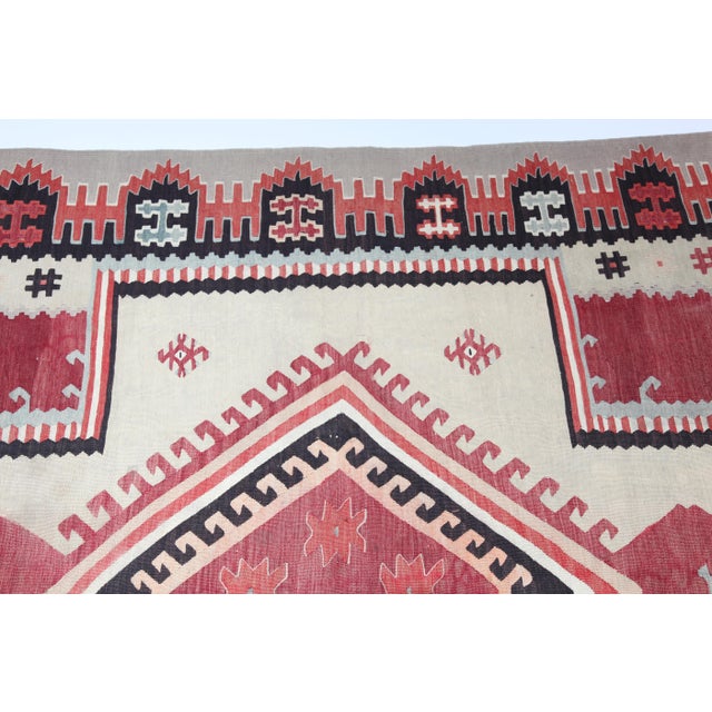 Brown 1950s Vintage Balkan Sarkoy Kilim - Exceptional Fine Weaving - 4’ 5’' X 7' For Sale - Image 8 of 12