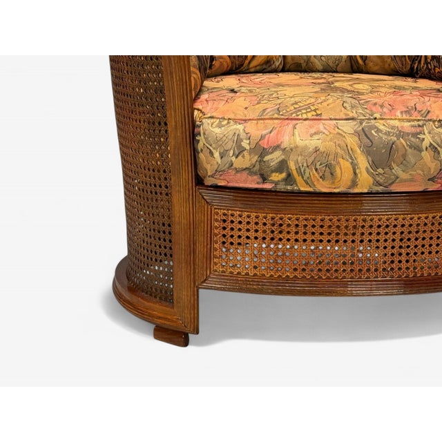 Wood Traditional, Cane, Walnut, Barrel Back Armchair, Usa, 1980s For Sale - Image 7 of 11