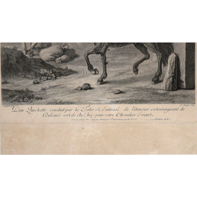 Don Quichotte conduit par la Folie is an original artwork realized by Louis Surugne in 1730. Etching on paper. Proof of...
