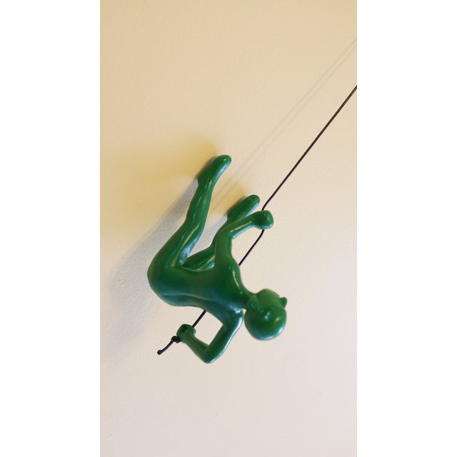 Contemporary Green Climbing Man Wall Art For Sale - Image 3 of 6