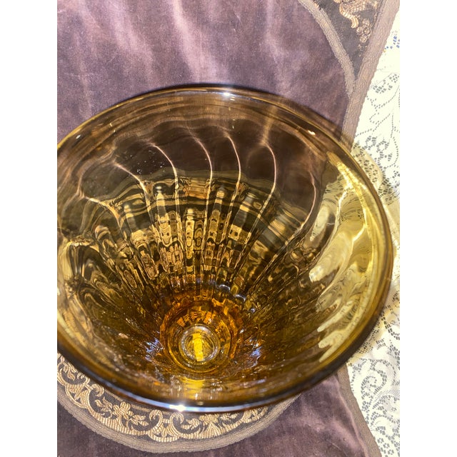Amber Glass Vase. Vintage 1950s Pedestal Amber Glass Vase, Made in England For Sale - Image 4 of 12