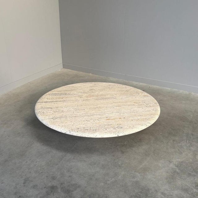 Large Round Travertine Coffee Table from Up & Up, Italy, 1970s For Sale - Image 6 of 14