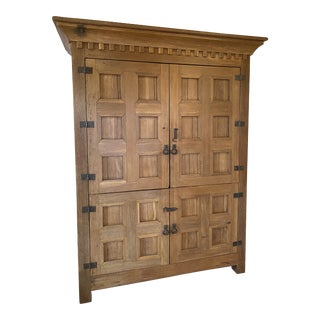 1990s Solid Wood Mexican Armoire For Sale