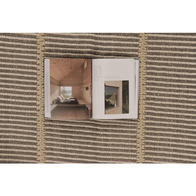 Textile Rug & Kilim’s Contemporary Kilim With Textural Stripe Design in Beige & Gray For Sale - Image 7 of 10