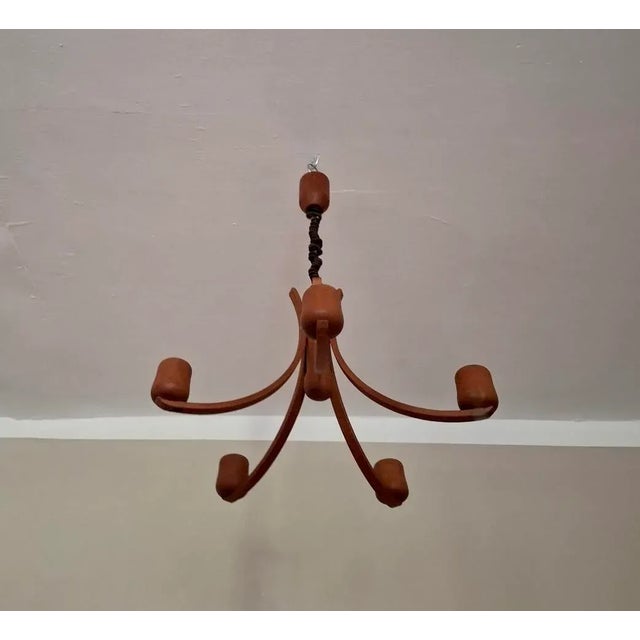 Teak Chandelier with Five-Arms by Domus, 1970s For Sale - Image 4 of 6