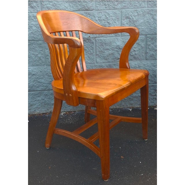 20th Century Victorian Style Oak Bankers Chair For Sale - Image 4 of 8