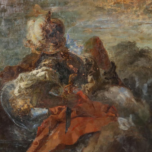 Naval Battle with Allegorical Figure, 19th Century, Oil Painting on Canvas, Framed For Sale - Image 8 of 15