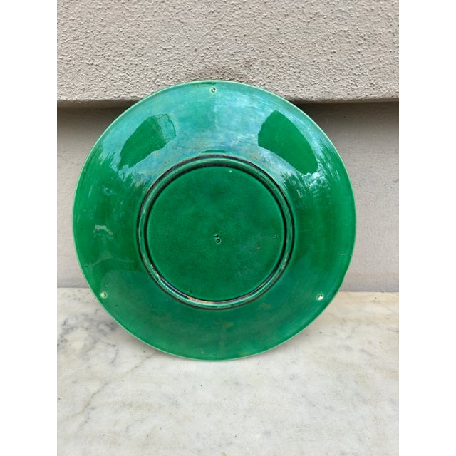 French Green Majolica Grapes Plate , Circa 1880 For Sale - Image 4 of 7
