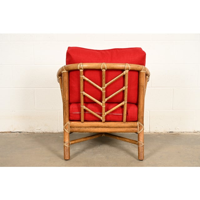 McGuire Mid-Century Hollywood Regency Bamboo Rattan Lounge Chair For Sale - Image 12 of 15