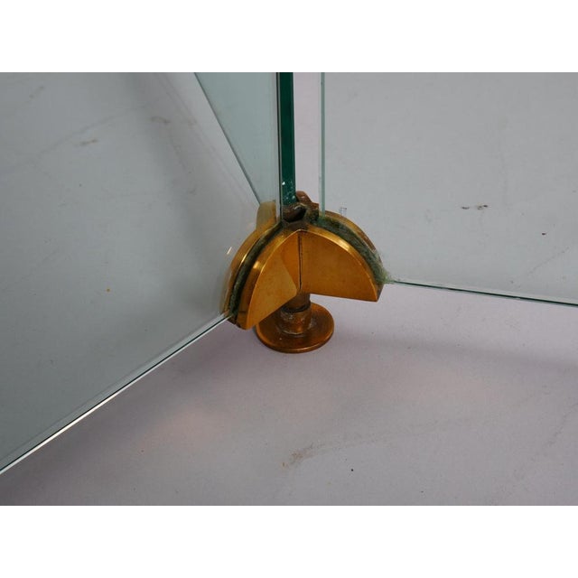 Metal Glass and Brass Circular Table, 1970s For Sale - Image 7 of 9