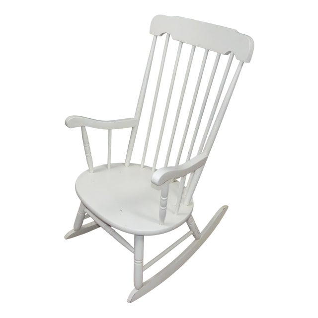 Shabby Chic White Rocking Chair, 1970s For Sale