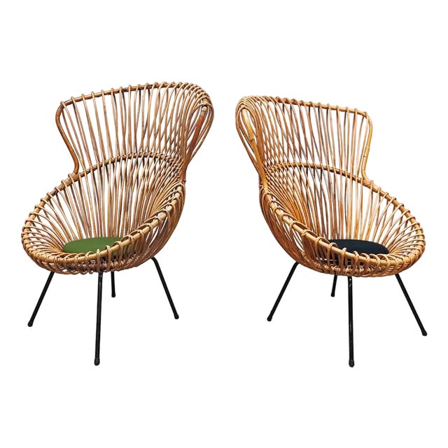Set of Vintage Dutch Rattan Chairs from Rohé Noordwolde, 1960s For Sale