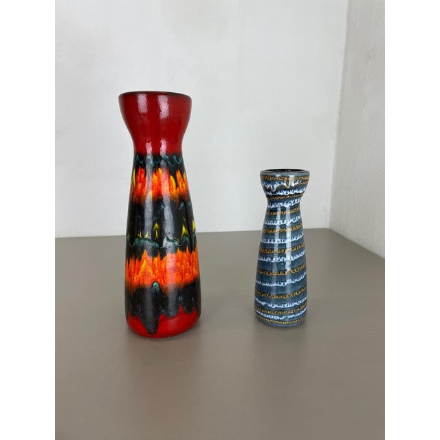 Pottery Fat Lava Vases from Scheurich, Germany, 1970s, Set of 2 For Sale - Image 6 of 18