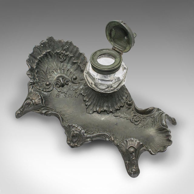 Metal 1900's Antique Art Nouveau Ink Well For Sale - Image 7 of 12
