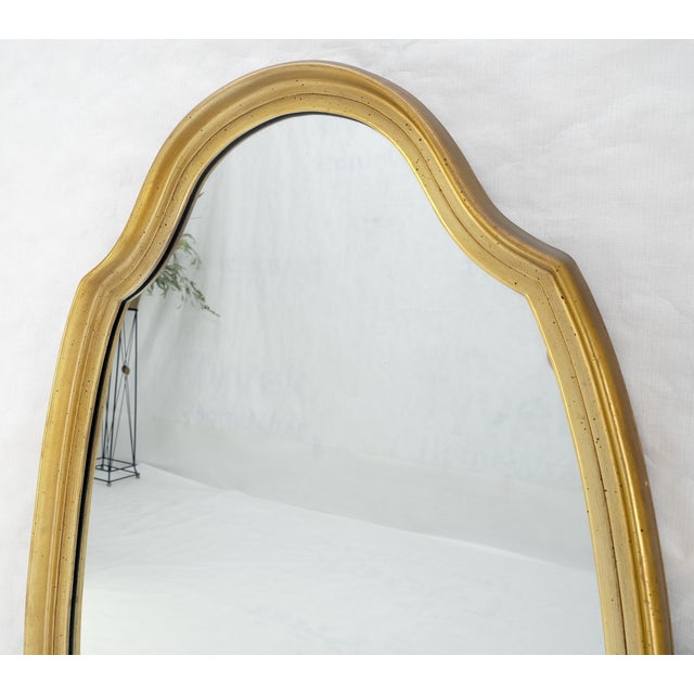 Glass Mid Century Shield Shape Large 22x44 Oval Gold Gilt Leaf Wall Mirror MINT For Sale - Image 7 of 8