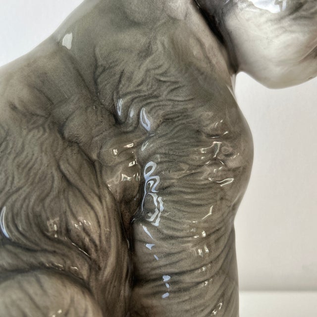 Vintage Mid Century Ceramic Gray Schnauzer Statue For Sale - Image 9 of 11