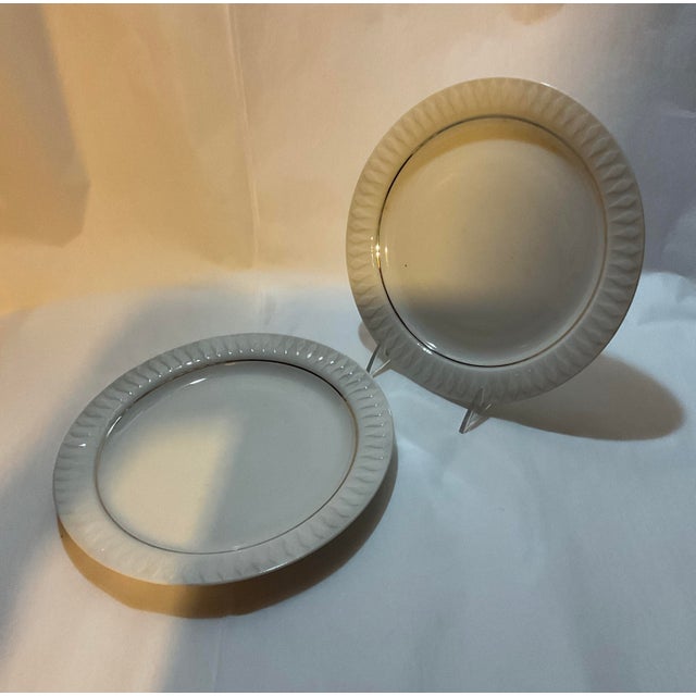 Rosenthal Germany 1980s Rosenthal 18 European Dinner Plates- Lanzette Platinum For Sale - Image 4 of 8