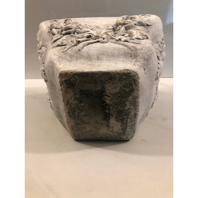 Vintage Concrete Planter With Floral Design For Sale - Image 9 of 9