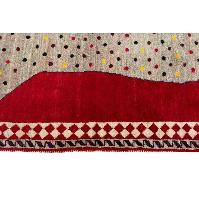 Textile Hand-Knotted Gabbeh Nomadic Rug For Sale - Image 7 of 11