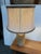 Tan Cream Ceramic Column Table Lamps, Pair For Sale - Image 8 of 12