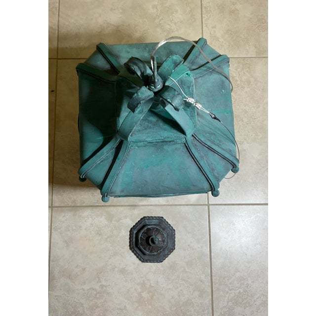 Exquisite Vintage Verdigris Hand -Forge Iron Hanging Lantern For Sale - Image 18 of 18