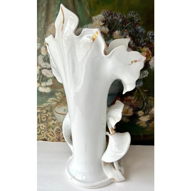 Large Old Paris Antique Porcelain Figural Spill Vase For Sale - Image 9 of 13