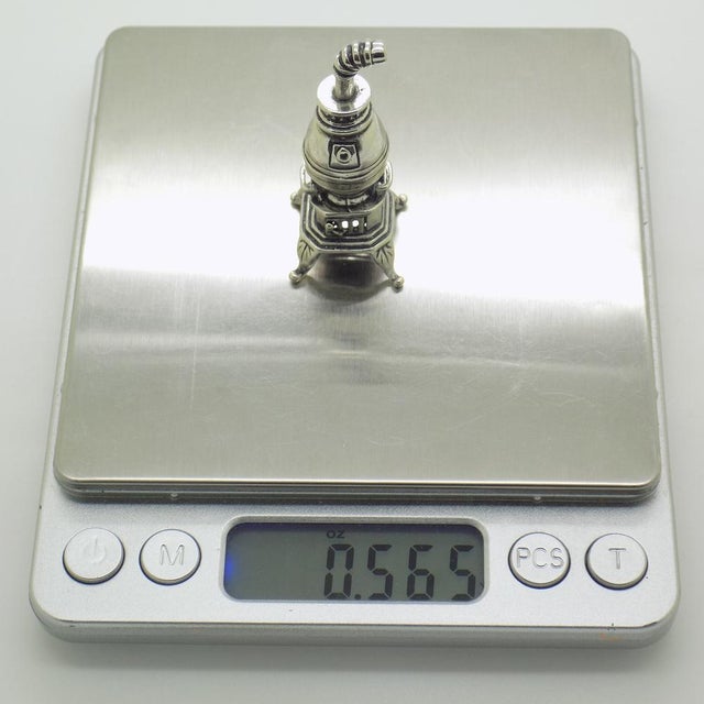 Vintage Italian Silver Woodstove Dollhouse Miniature, Tuscany, 1980s For Sale - Image 9 of 11