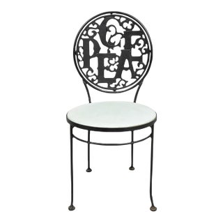 Mid 20th Century Arthur Umanoff Style for Shaver Howard "Peace & Love" Wrought Iron Bistro Side Chair For Sale