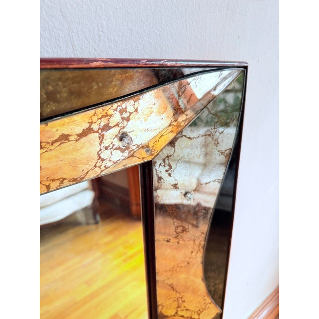 Glass Vintage 1960s Venetian-Style Mirror With Etched Glass and Gold Gilt Frame For Sale - Image 7 of 16