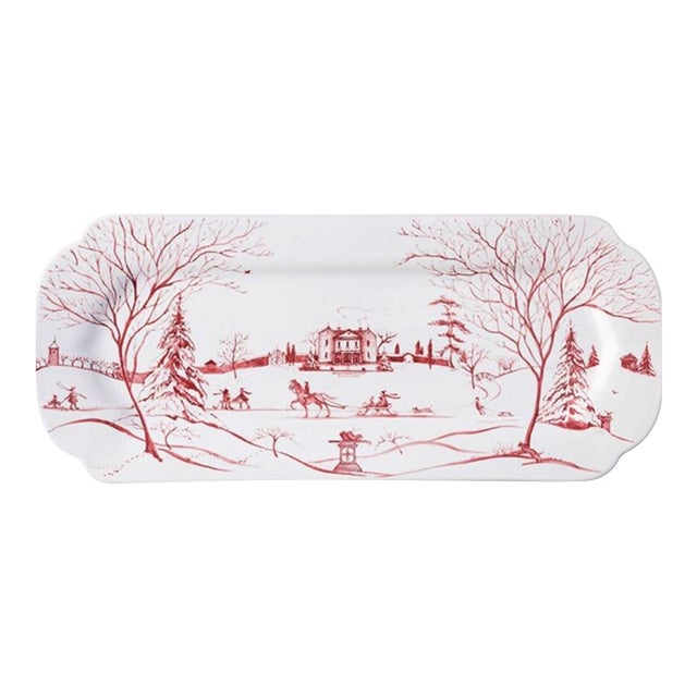Country Estate Winter Frolic Ruby Hostess Tray Main House by Juliska Hostess Tray For Sale