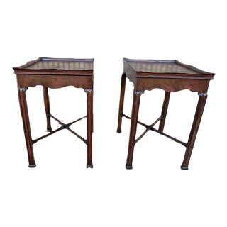 Early 20th Century Pair Antique Mahogany Side-End Tables For Sale