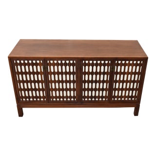Mid Century Modern 4 Door Walnut Credenza in the Style of John Widdicomb For Sale