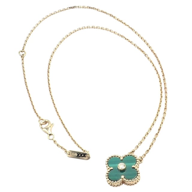 Van Cleef & Arpels Diamond 18k Vintage Alhambra Malachite Holiday 2013 Necklace **This is limited edition Holiday vintage...