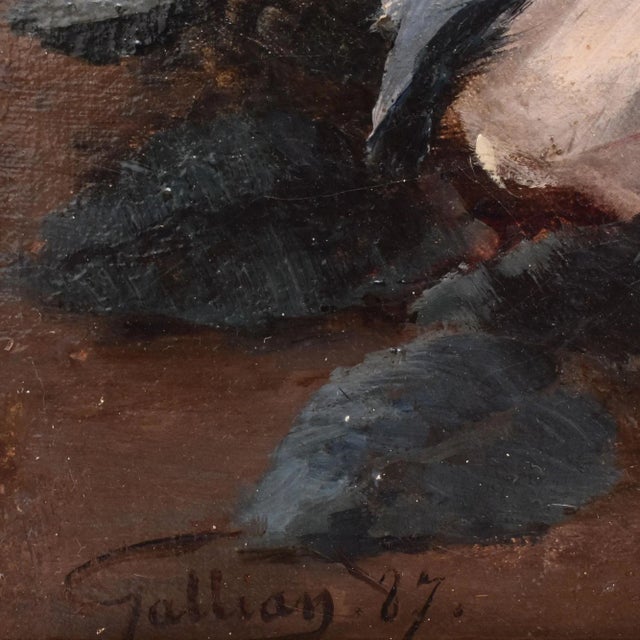 Gallian, Still Life with Pink and White Roses, 1887, Oil on Canvas, Framed For Sale - Image 9 of 11