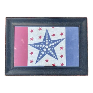 Authentic Antique American Flag Bunting Roosevelt Campaign Cotton Period Oak Frame
