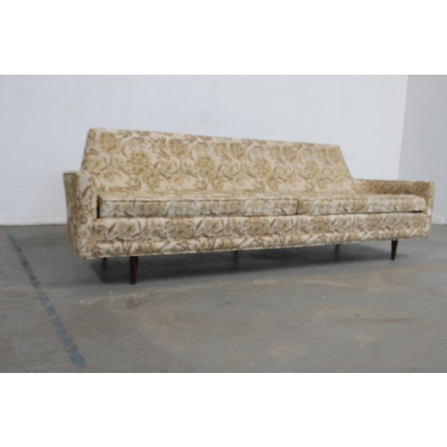 Mid-Century Elongated Curved Back 90" Sofa on Pencil Legs For Sale - Image 4 of 9