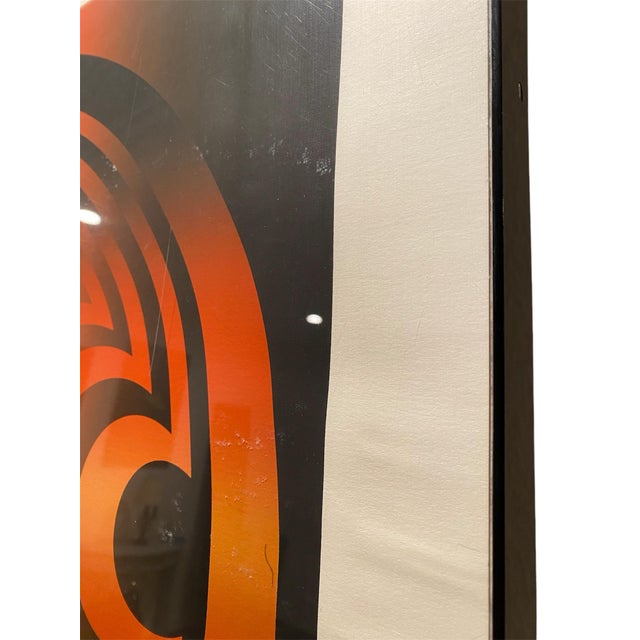 1980s Mark Rowland Geometric Red and Orange Op Art Signed Framed Screen Print For Sale - Image 9 of 12