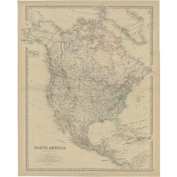 Late 19th Century Antique Map of North America by Johnston, 1882 For Sale - Image 5 of 5